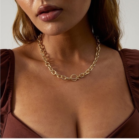 GOLD 18k Gold Plated Toggle Chain Necklace - Picture 1 of 3